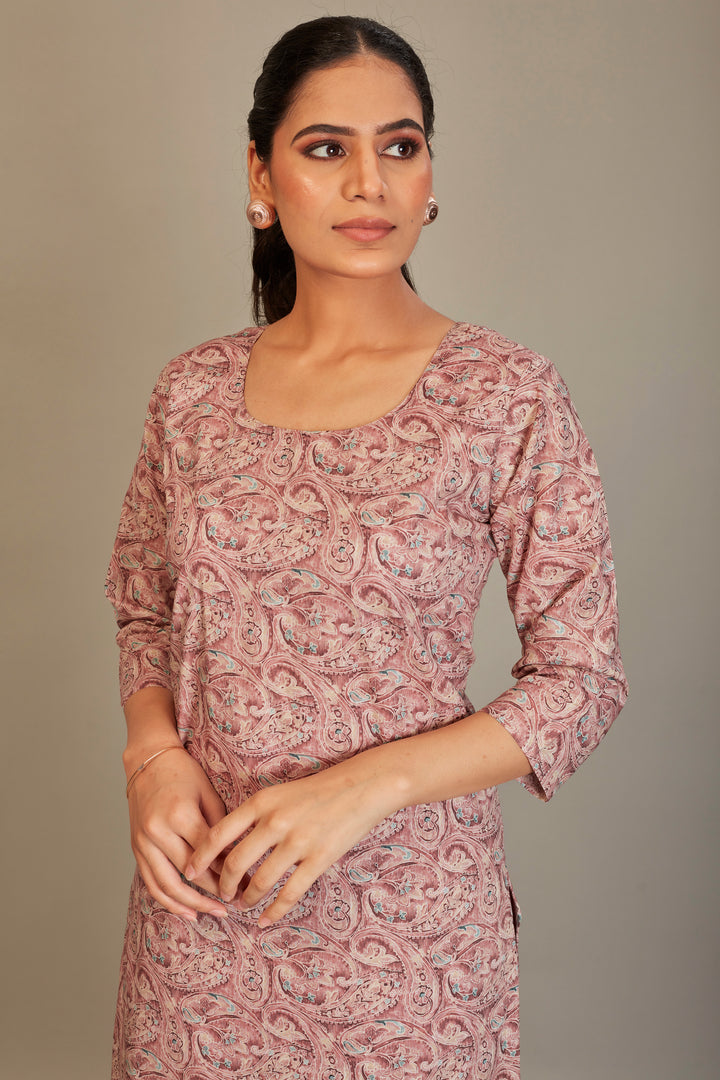 Pure Italian Digital Printed Fabric Mauve Top