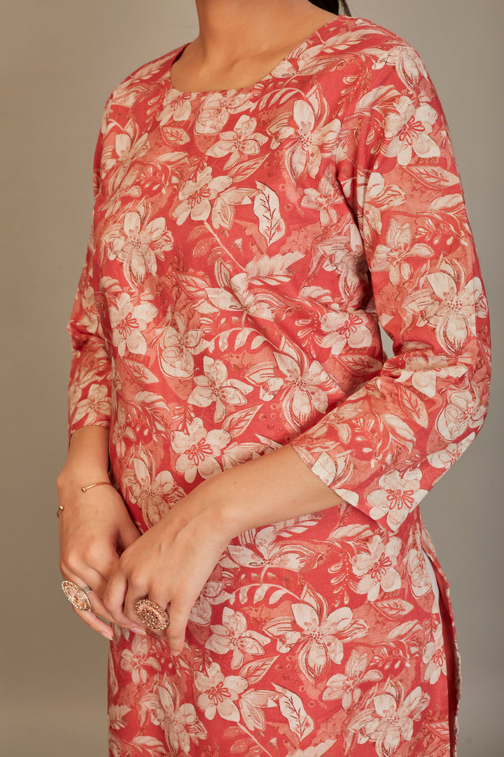 Pure Italian Digital Printed Fabric Red Top