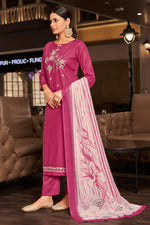 Load image into Gallery viewer, Pink Pure Jaam satin Fancy Embroidery Work Salwar Suit
