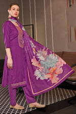 Load image into Gallery viewer, Purple Pure Jaam satin Fancy Embroidery Salwar Kameez
