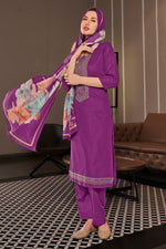 Load image into Gallery viewer, Purple Pure Jaam satin Fancy Embroidery Salwar Kameez
