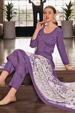 Load image into Gallery viewer, Lavender Color Pure Jaam satin Fancy Embroidery Work Salwar Kameez
