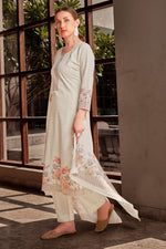 Load image into Gallery viewer, Off White Cotton Digital Printed Embroidery Work salwar suit
