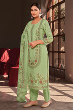 Load image into Gallery viewer, Sea Green Cotton Digital Printed Embroidery Work Salwar Suit
