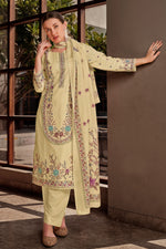 Load image into Gallery viewer, Beige Color Cotton Digital Printed Embroidery Work Salwar Kameez
