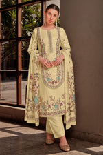 Load image into Gallery viewer, Beige Color Cotton Digital Printed Embroidery Work Salwar Kameez
