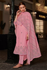 Load image into Gallery viewer, Cotton Digital Printed Embroidery Work Straight Cut Dress In Pink Color
