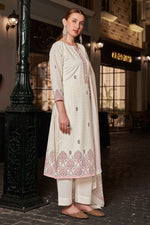 Load image into Gallery viewer, White Color Cotton Digital Printed Embroidery Work Straight Cut Suit
