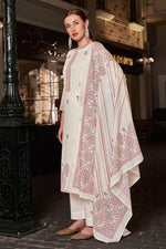 Load image into Gallery viewer, White Color Cotton Digital Printed Embroidery Work Straight Cut Suit
