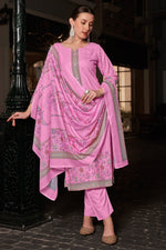 Load image into Gallery viewer, Pink Color Cotton Digital Printed Embroidery Work Straight Cut Salwar Suit

