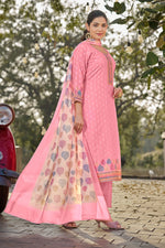 Load image into Gallery viewer, Pink Cotton Butti Digital Printed Work Dress
