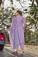 Load image into Gallery viewer, Lavender Cotton Butti Digital Printed Work Salwar Suit
