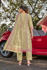 Load image into Gallery viewer, Cotton Butti Digital Printed Work Straight Cut Dress In Sea Green Color
