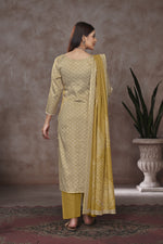 Load image into Gallery viewer, Light Brown Jaam Satin Digital Prints Yock Daman Embroidery Work Salwar Suit

