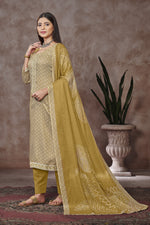 Load image into Gallery viewer, Light Brown Jaam Satin Digital Prints Yock Daman Embroidery Work Salwar Suit

