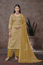 Load image into Gallery viewer, Light Brown Jaam Satin Digital Prints Yock Daman Embroidery Work Salwar Suit
