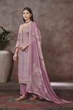 Load image into Gallery viewer, Lavender Color Jaam Satin Digital Prints Yock Daman Embroidery Work Suit
