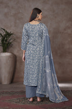 Load image into Gallery viewer, Jaam Satin Digital Prints Yock Daman Embroidery Work Salwar Kameez In Light Gray Color
