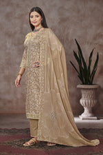 Load image into Gallery viewer, Jaam Satin Digital Print Salwar Suit In Light Brown Color
