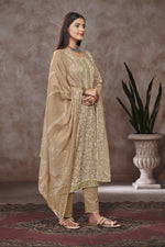 Load image into Gallery viewer, Jaam Satin Digital Print Salwar Suit In Light Brown Color
