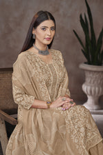 Load image into Gallery viewer, Jaam Satin Digital Print Salwar Suit In Light Brown Color
