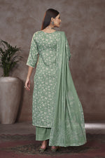 Load image into Gallery viewer, Jaam Satin Sea Green Color Digital Printed Dress
