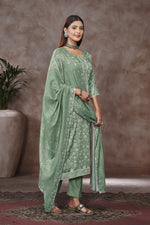 Load image into Gallery viewer, Jaam Satin Sea Green Color Digital Printed Dress
