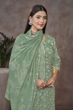 Load image into Gallery viewer, Jaam Satin Sea Green Color Digital Printed Dress
