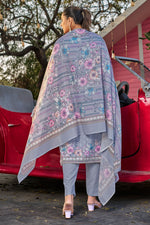 Load image into Gallery viewer, Purple Cotton Butti Digital Printed Work Straight Cut Salwar Kameez
