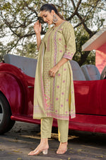 Load image into Gallery viewer, Cotton Butti Digital Printed Work Straight Cut Dress In Sea Green Color

