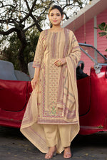 Load image into Gallery viewer, Beige Color Cotton Butti Digital Printed Work Straight Cut Suit
