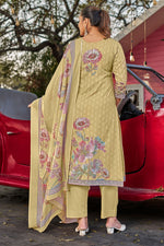 Load image into Gallery viewer, Cotton Butti Digital Printed Straight Cut Dark Beige Color Salwar Kameez
