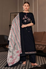 Load image into Gallery viewer, Black Pure Jaam Satin Fancy Embroidery Work Dress
