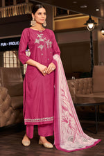 Load image into Gallery viewer, Pink Pure Jaam satin Fancy Embroidery Work Salwar Suit
