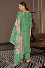 Load image into Gallery viewer, Green Color Pure Jaam satin Fancy Embroidery Work Salwar Suit
