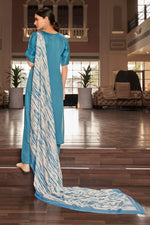 Load image into Gallery viewer, Pure Jaam satin Fancy Embroidery Work Straight Cut suit In Blue Color
