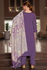 Load image into Gallery viewer, Lavender Color Pure Jaam satin Fancy Embroidery Work Salwar Kameez
