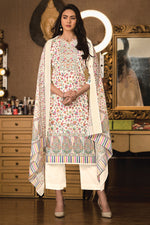 Load image into Gallery viewer, Cream Cotton Digital Print Fancy Salwar Kameez
