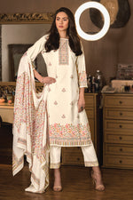 Load image into Gallery viewer, Cotton Digital Print Fancy Dress In Cream Color
