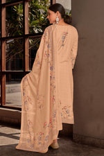 Load image into Gallery viewer, Peach Cotton Digital Printed Embroidery Work Dress
