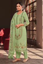 Load image into Gallery viewer, Sea Green Cotton Digital Printed Embroidery Work Salwar Suit
