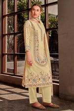 Load image into Gallery viewer, Beige Color Cotton Digital Printed Embroidery Work Salwar Kameez
