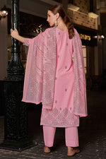 Load image into Gallery viewer, Cotton Digital Printed Embroidery Work Straight Cut Dress In Pink Color

