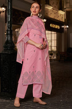 Load image into Gallery viewer, Cotton Digital Printed Embroidery Work Straight Cut Dress In Pink Color

