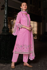 Load image into Gallery viewer, Pink Color Cotton Digital Printed Embroidery Work Straight Cut Salwar Suit
