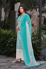 Load image into Gallery viewer, Pure Italian Lawn Digital Print With Daman Lace Palazzo Salwar Kameez
