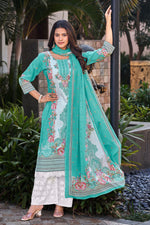 Load image into Gallery viewer, Pure Italian Lawn Digital Print With Daman Lace Palazzo Salwar Kameez
