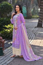 Load image into Gallery viewer, Lavender Pure Italian Lawn Digital Print Palazzo Salwar Suit
