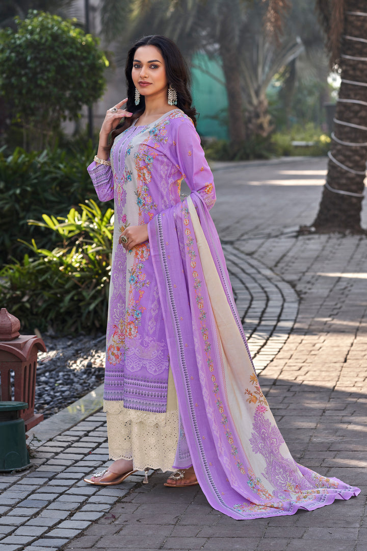 Lavender Pure Italian Lawn Digital Print Palazzo Salwar Suit