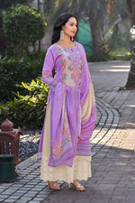 Load image into Gallery viewer, Lavender Pure Italian Lawn Digital Print Palazzo Salwar Suit

